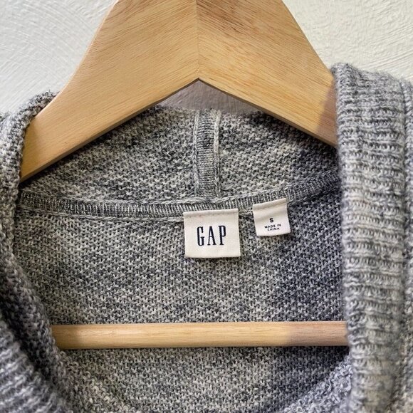 GAP SMALL 100% Cotton Hooded Drawstring Gray Stonewash Lightweight Sweater - Picture 4 of 5